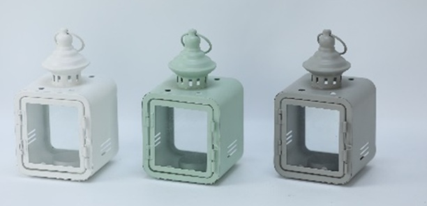 Tuikkukynttilälyhty kantikas 9,5x10x18,5cm, metallia