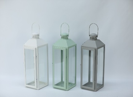 Kynttilälyhty korkea 13x12x35cm, maalattu metalli