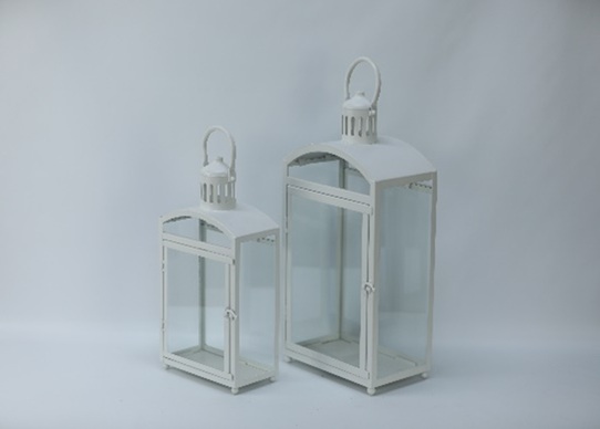Kynttilälyhty 2kpl, 10,5x19x35cm + 14,5x23x45cm, metallia 