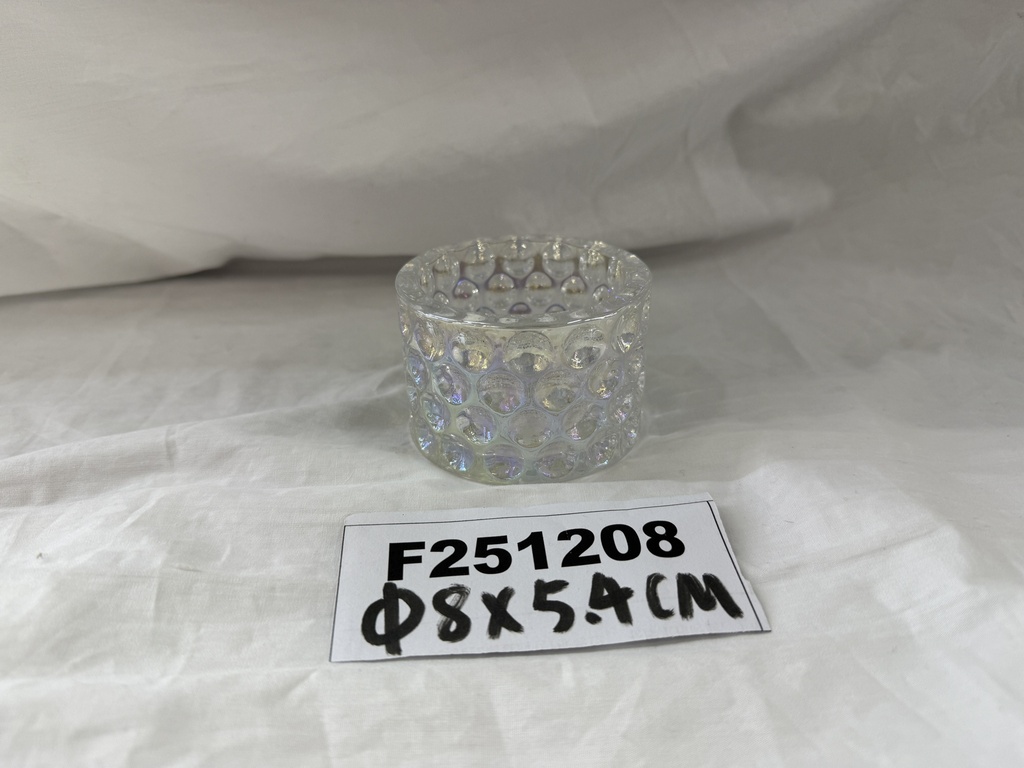 Lasinen tuikkukuppi 8x8x5,4cm, kirkas, kupla pinta