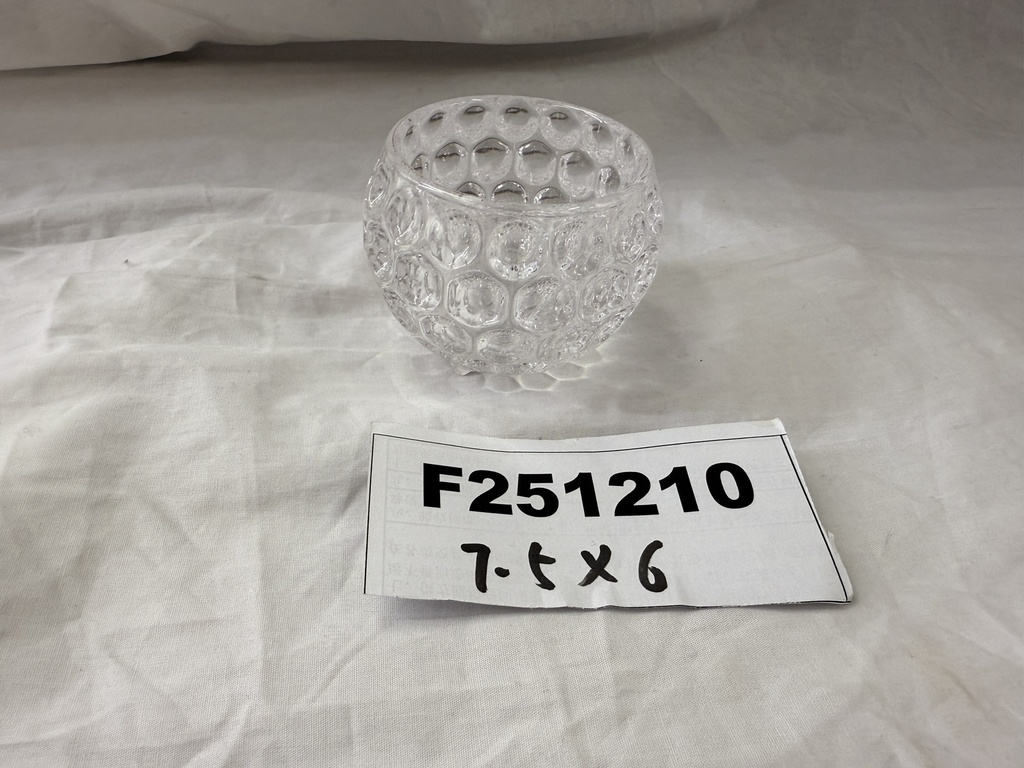 Lasinen tuikkukuppi 7,5x7,5x6cm, kirkas, kupla pinta