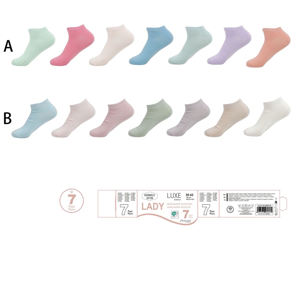 Sneaker sukat värikäs 7 pr/pkt
