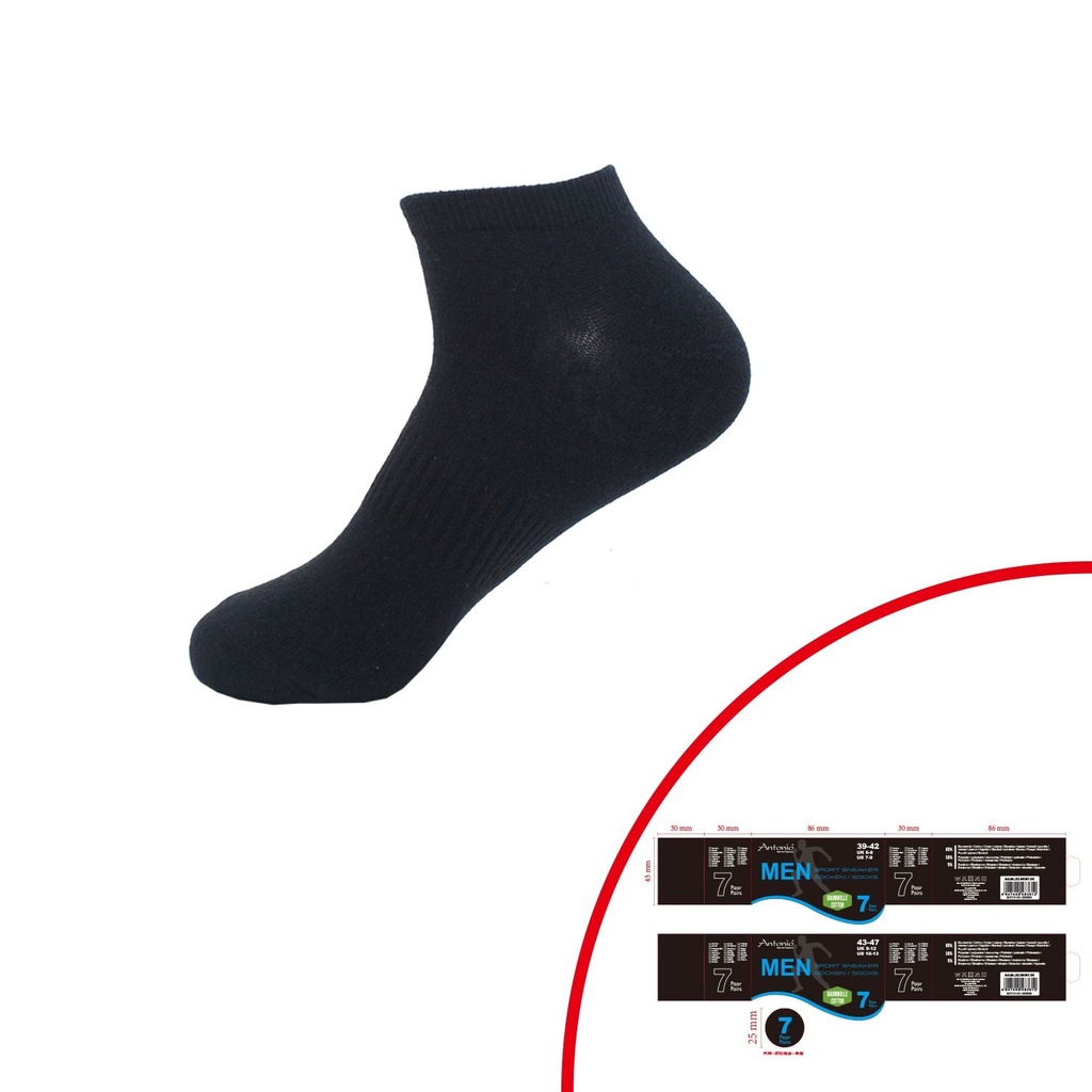 Sneaker sukat musta 7pr/pkt