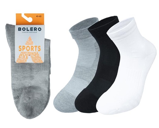 Bolero stock! Puuvilla sportsukka low cut 1par, 41-45