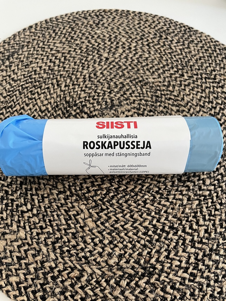 UUSI OIKEA KOKO! SIISTI Roskapussi sulkijanauhalla 40l, 15kpl/rll, sininen