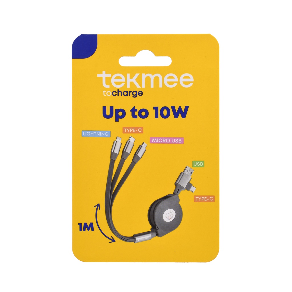 TEKMEE latauskaapeli, USB ja USB-C/lightning, USB-C, micro usb
