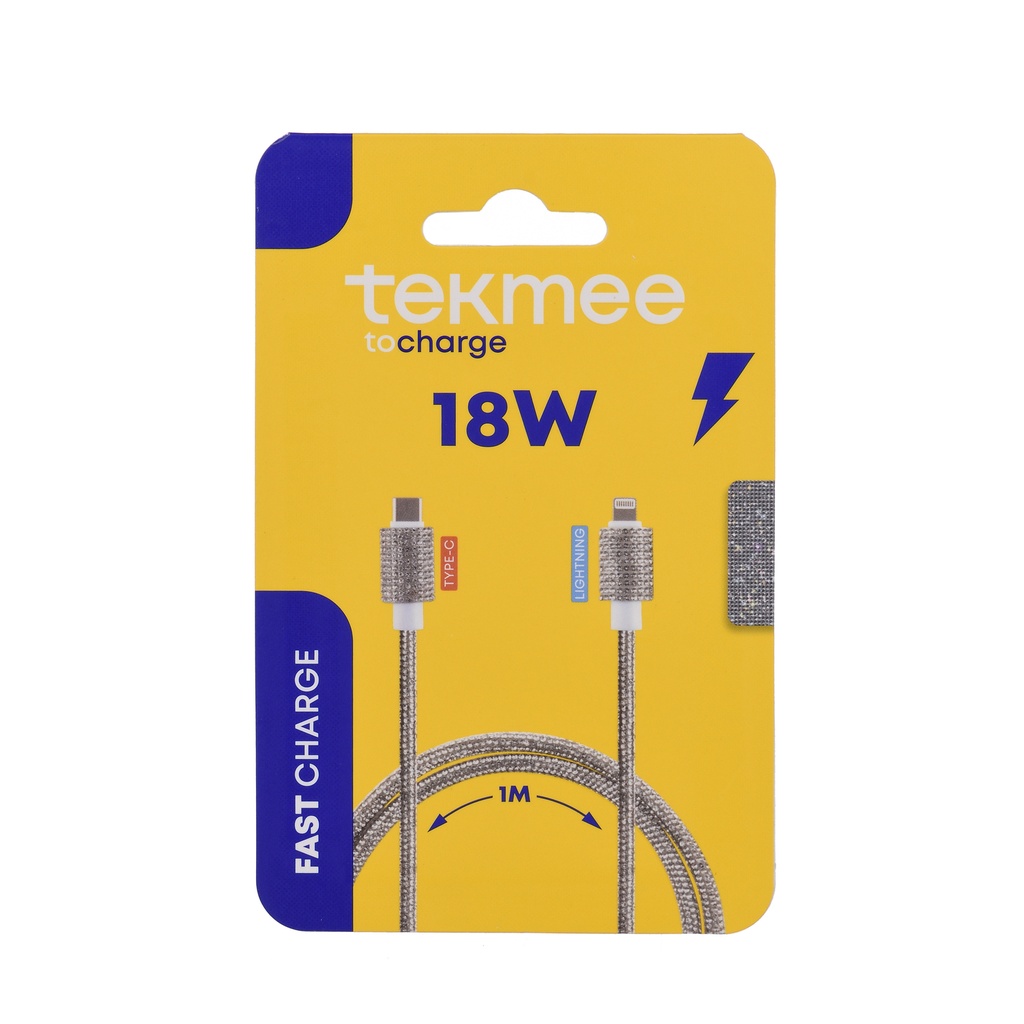 TEKMEE 18W 1M USB-C SHINY kaapeli