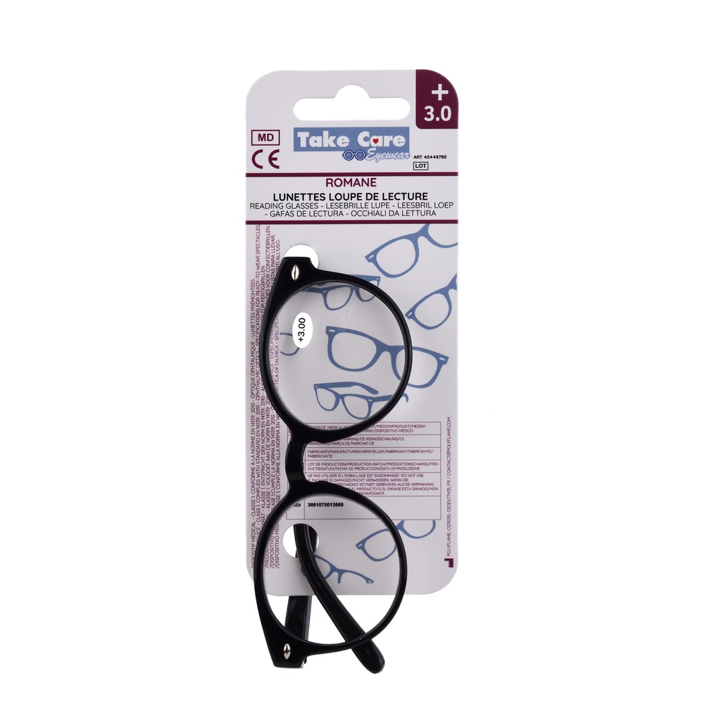 TCE ROMANE musta- DIOPTER +3.0- ASS-6