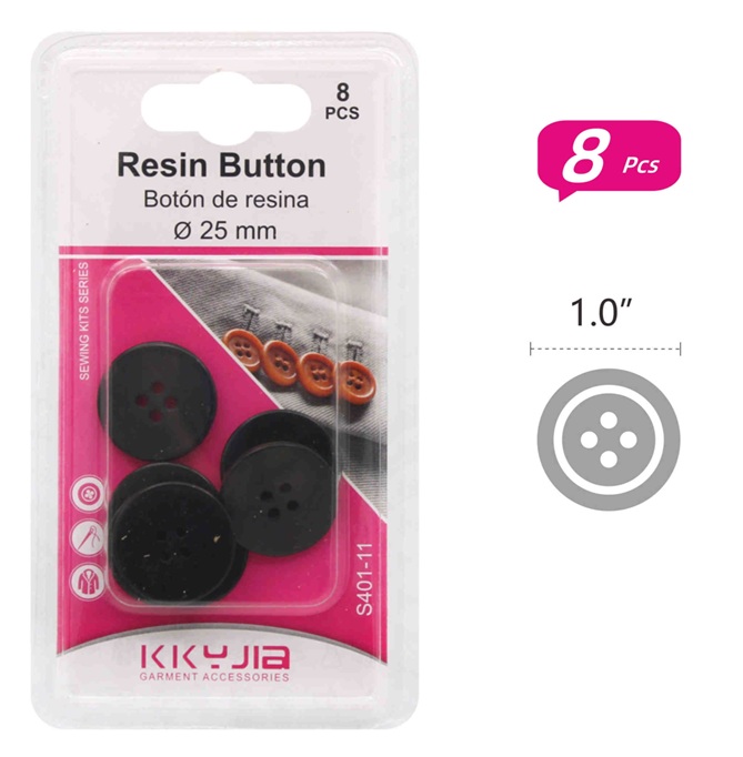 Nappi musta 25mm 8kpl/pkt