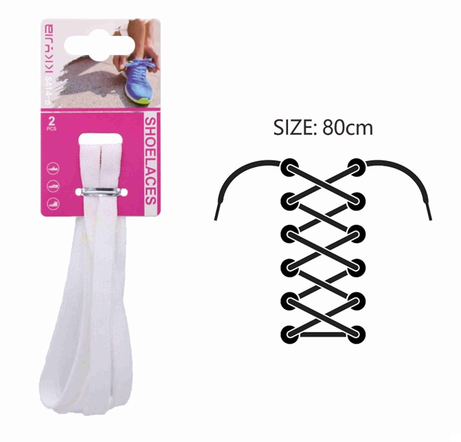 Kengännauhat 2 kpl 80cm valkoinen, litteä
