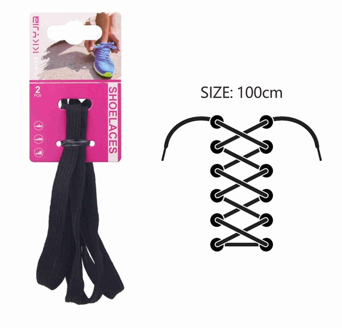 Kengännauhat 2 kpl 100cm musta, litteä