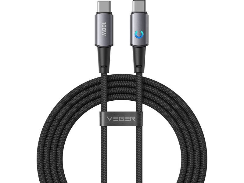 Veger Punottu Kaapeli LED näyttö, USB C-C 100W 1,2M