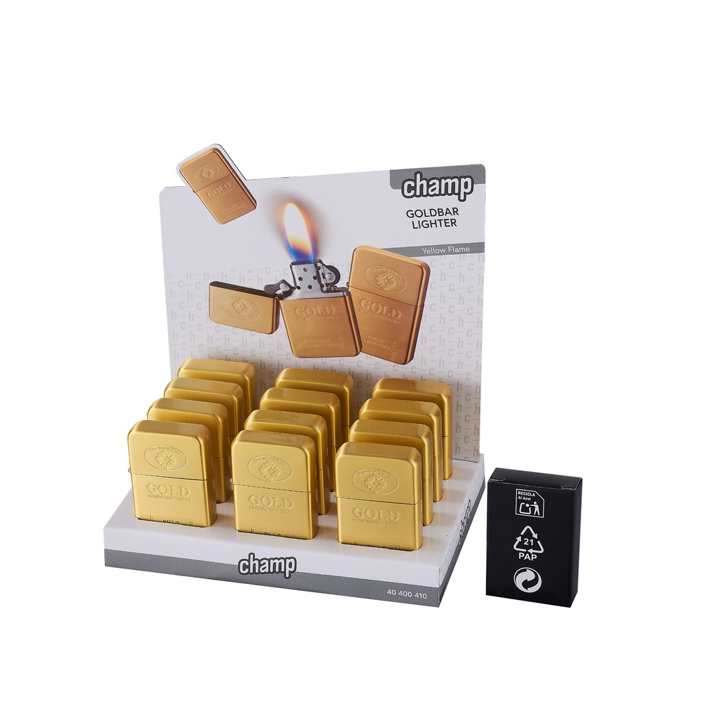UUTUUS! Metallisytytin CHAMP GOLDEN BAR FUEL LIGHTER