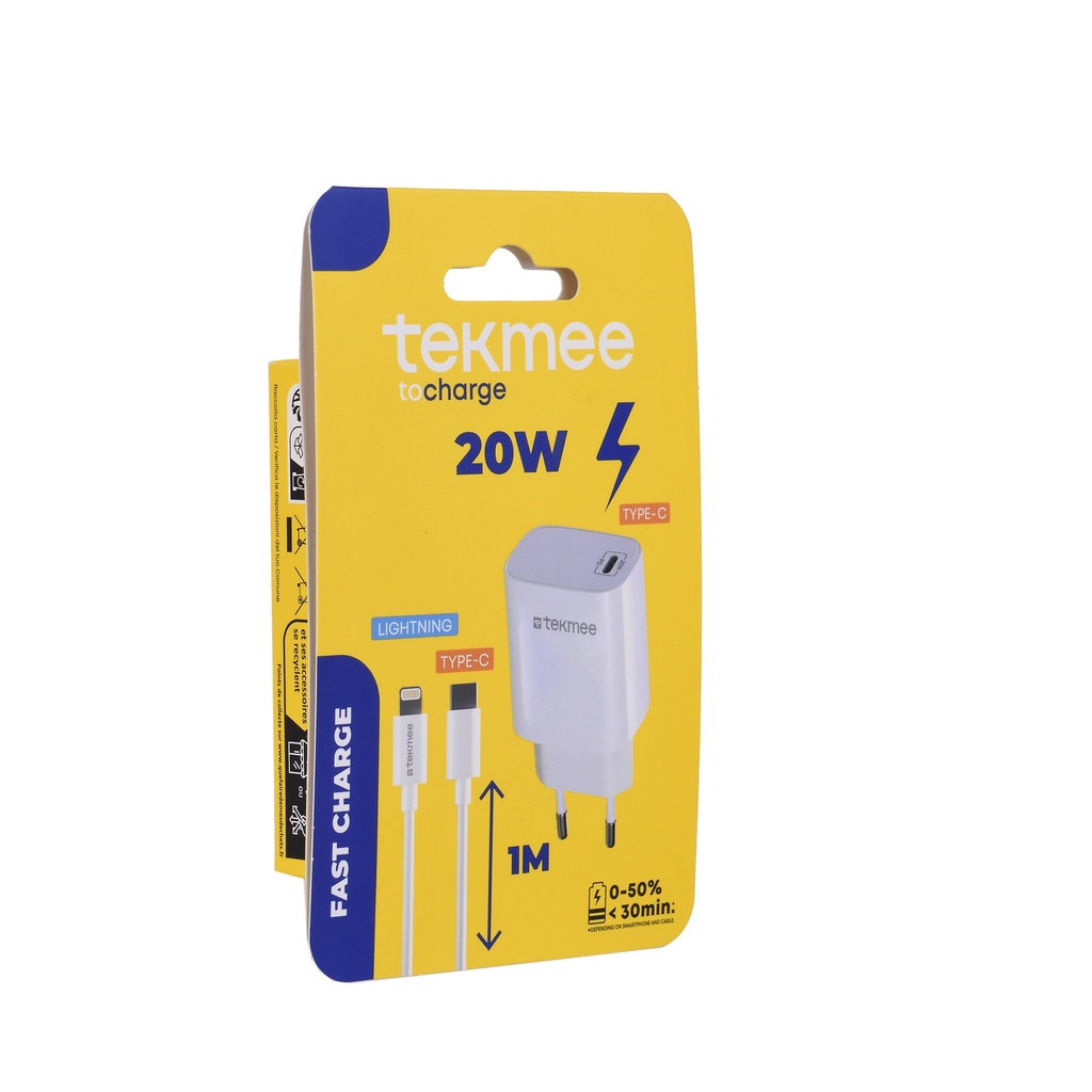 TEKMEE seinälaturi Fast Charge 20W LIGHTNING PD CHARGING KIT