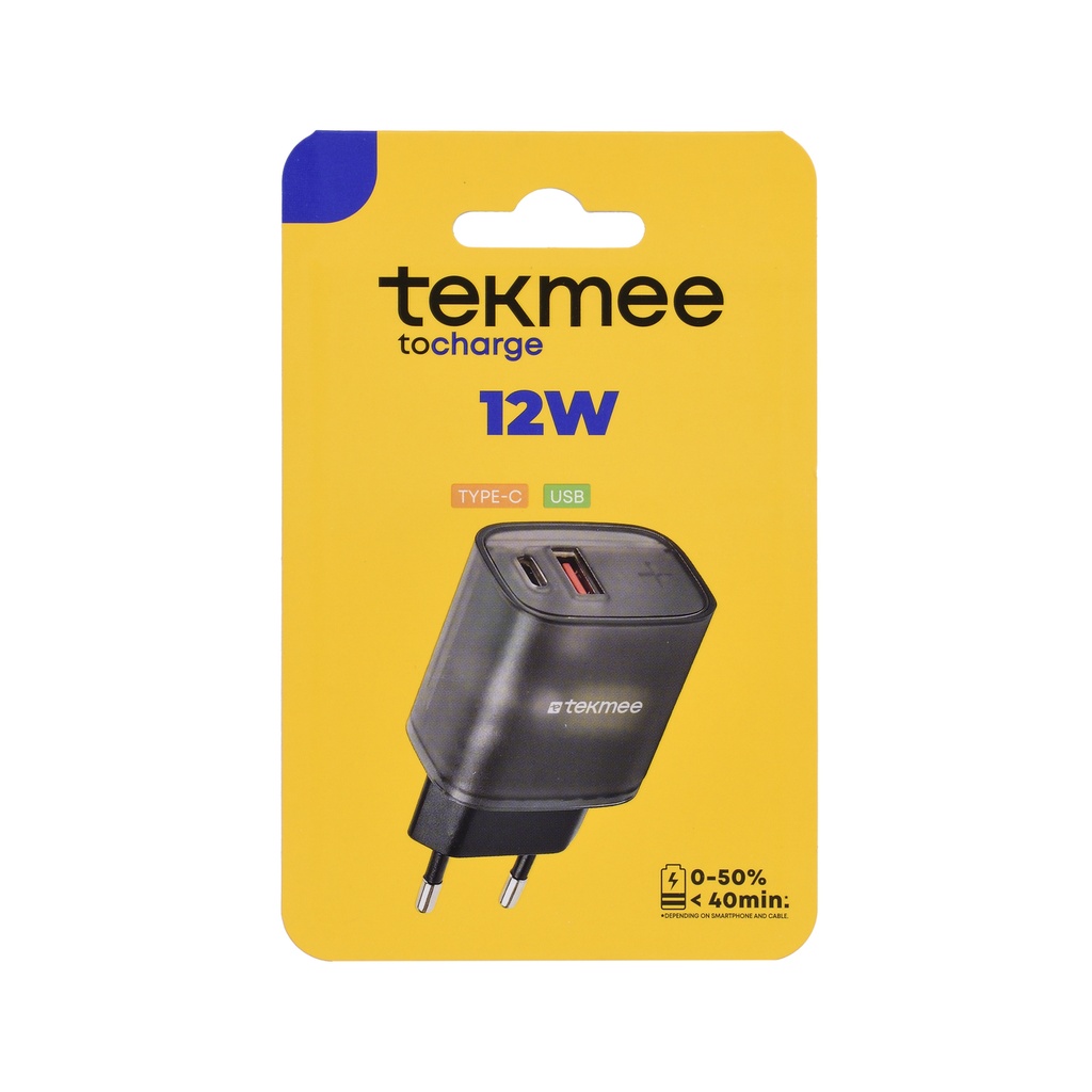 TEKMEE seinälaturi 12W 2 PORT TRANSP W CHARGER