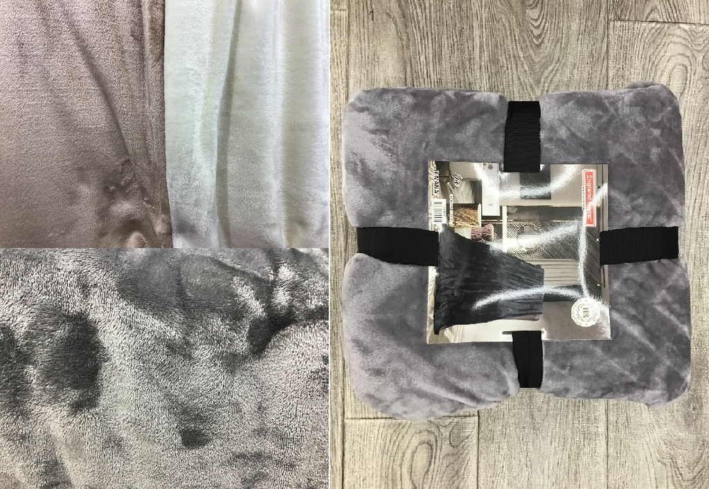 Fleece -torkkupeitto 150x200 cm, materiaali polyesteri, 3-värilajitelma: luonnonvalkoinen, roosa ja vaaleanharmaa