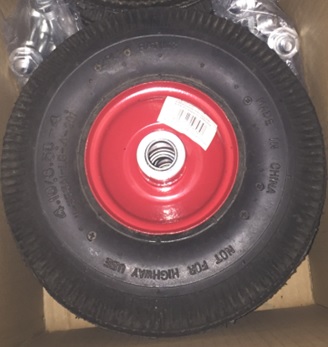 Kottikärrynpyörä. Koko: 10" x 3.50 - 4 2PR. Kuulalaakeroitu metallivanne. 
