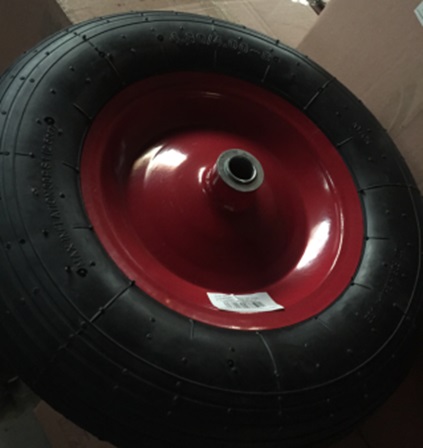 Kottikärrynpyörä. Koko: 16" x 4.00 - 8. Kuulalaakeroitu metallivanne.
