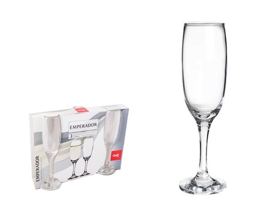 Kuohuviinilasisetti EMPERADOR, 3 kpl/ setti. Vetoisuus 21,5cl.