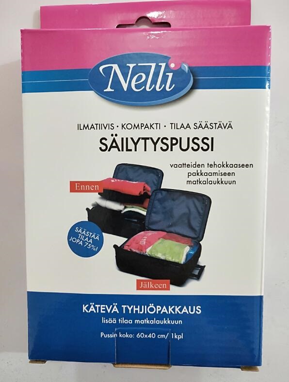 Nelli vakuumi säilytyspussi 60x40cm ( lentolaukku koko ) 