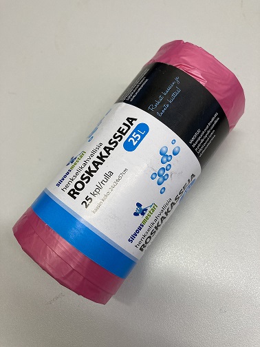 Roskakassi PINKKI kahvoilla 25l, 25pss/rll