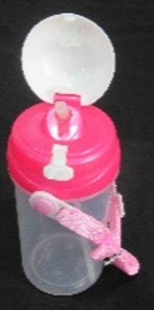 Lasten vesipullo pillillä, 420ml. Värilajitelma: pinkki/ transparrent sekä sin./ transparrent.
