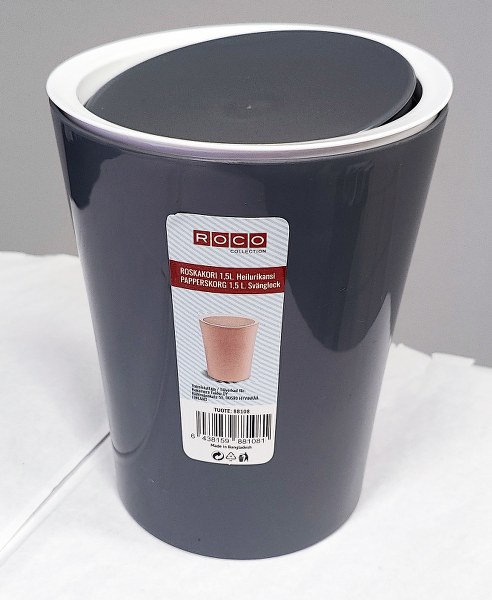 Roskakori heilurikannella 1,5L. Valko/ Harmaa, kuten kuvassa
