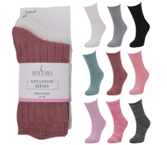 Naisten Cozy BAMBU kotisukka 2par/pkt. 37-41
