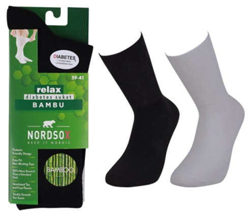 Diabetes BAMBU sukka ( ohuempi kesämalli ) 41-43, musta 