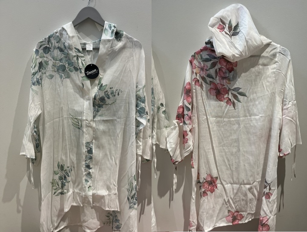 Naisten kuviollinen paita hupulla, one size
