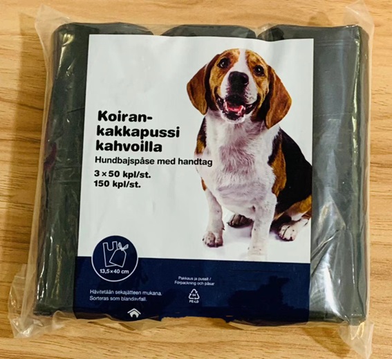 UUTUUS! Koiran jätöspussi 50kpl/rll, 3rll/pkt. Musta