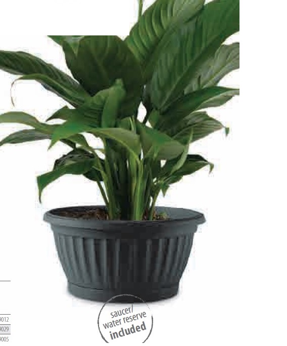 Muoviruukku alusella Mediteran LUX Antrasiitti 20x11h - 3,5lt