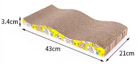 Kissan raapimisalusta WAVE-malli, pahvia 43x21x3,4cm