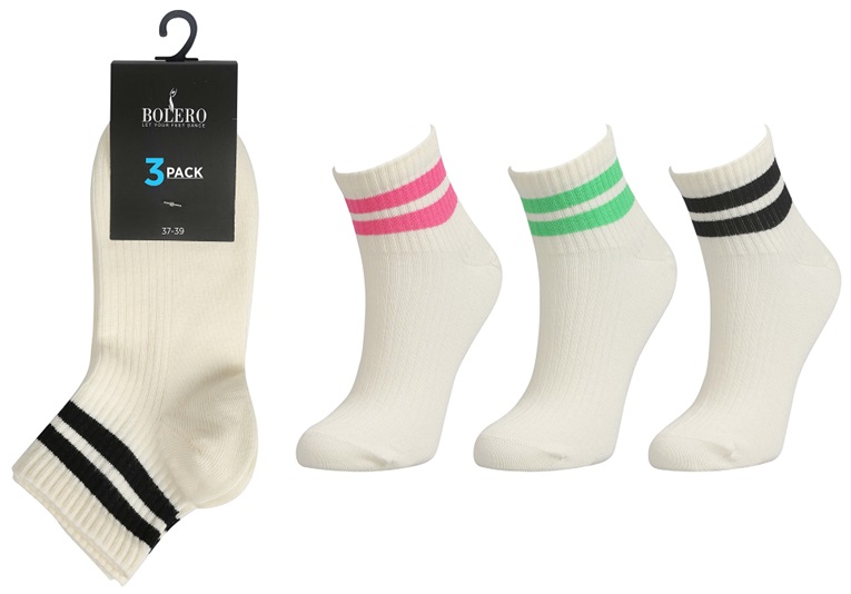 Puuvilla LOW-CUT RETRO raita sporttisukka 3par/pkt. 40-42 