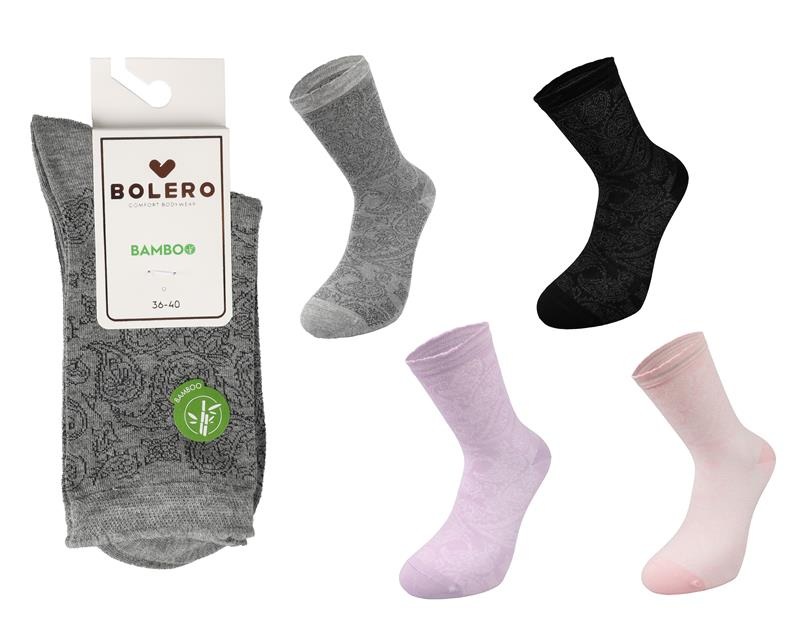 Bolero stock! Kuvioitu luxus bambu-viskoosisukka 1par, 36-40