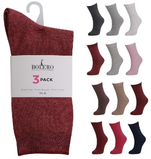 TEHTAAN STOCK! Yksivärinen puuvilla nilkkasukka 3par/pkt. 36-40