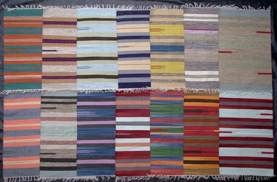 Räsymatto 50x80cm, hapsuilla, 100% kierräyspuuvilla, moniväri kuvio