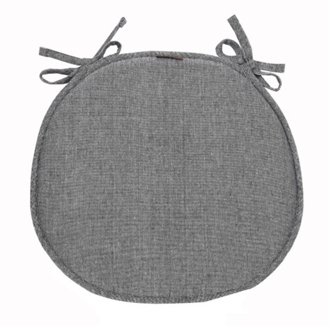 Topattu istuintyyny ovaali 40x38cm, kiinnitysnauhoilla, 75% kierrätyspuuvilla, 25% polyesteri, tummanharmaa