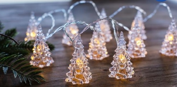 Kuusi Led-valosarja 10 Led, lämmin valkoinen, paristokäyttöinen