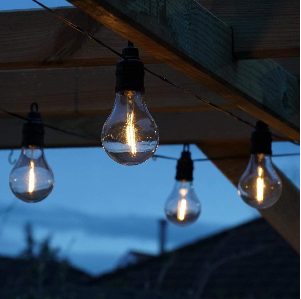 Partyvalo-/puutarhavalosarja 10 LED, lämmin valkoinen filament LED