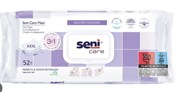 SENI CARE, isot kosteuspyyhkeet. Sensitive. Pyyhkeen koko 25x30cm. Ph 5,5