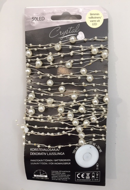 Helmi lankavalosarja 50 Led, paristokäyttöinen