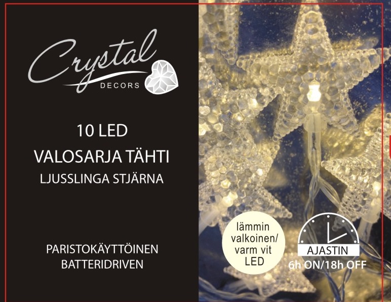 Tähti Led-valosarja 10 Led, lämmin valkoinen, paristokäyttöinen