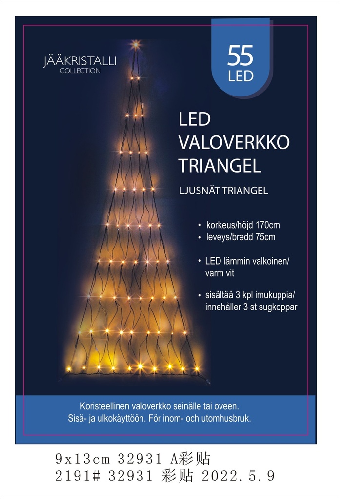 Jääkristalli Triangle valoverkko 55 Led, lämmin valkoinen