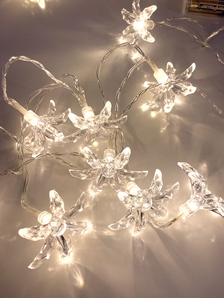 Kristallikukka Led-valosarja 10 Led, lämmin valkoinen, paristokäyttöinen (4 ME)
