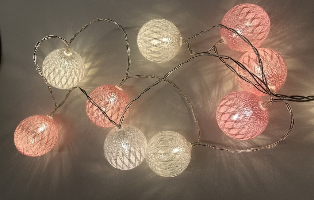 Puuvillapallo Led-valosarja 10 Led, lämmin valkoinen, paristokäyttöinen