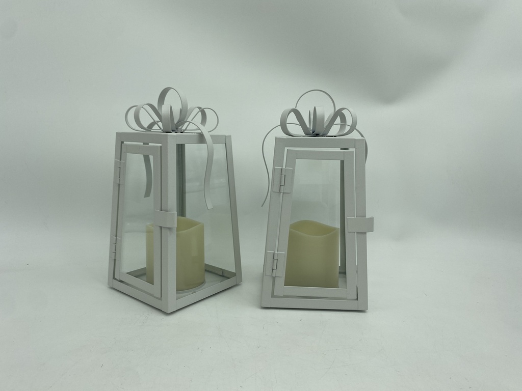 Kynttilälyhty rusetilla metallia 11x11x23cm