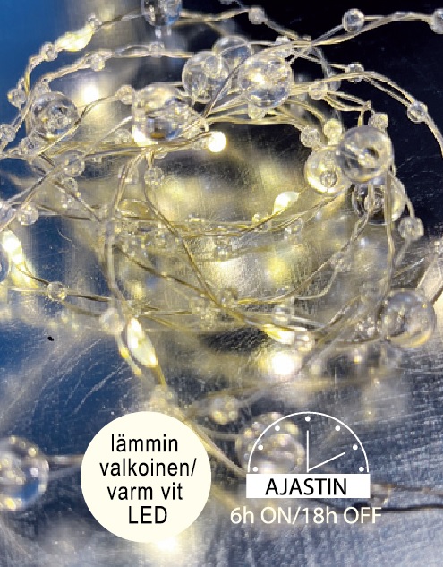 Helmi Led-valosarja 40 Led, paristokäyttöinen (4 ME)