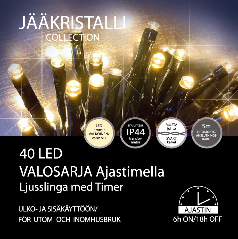 Jääkristalli Led-ulkovalosarja 40 Led, lämmin valkoinen