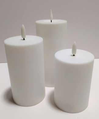 3D Led kynttilä MAXI sisä/ulkokäyttöön 10x25cm, VALKOINEN muovikuori